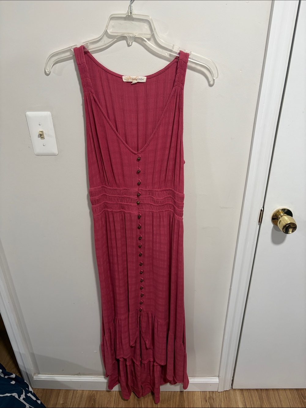 Rewind Rose Pink Sleeveless Button-Front Maxi Dress